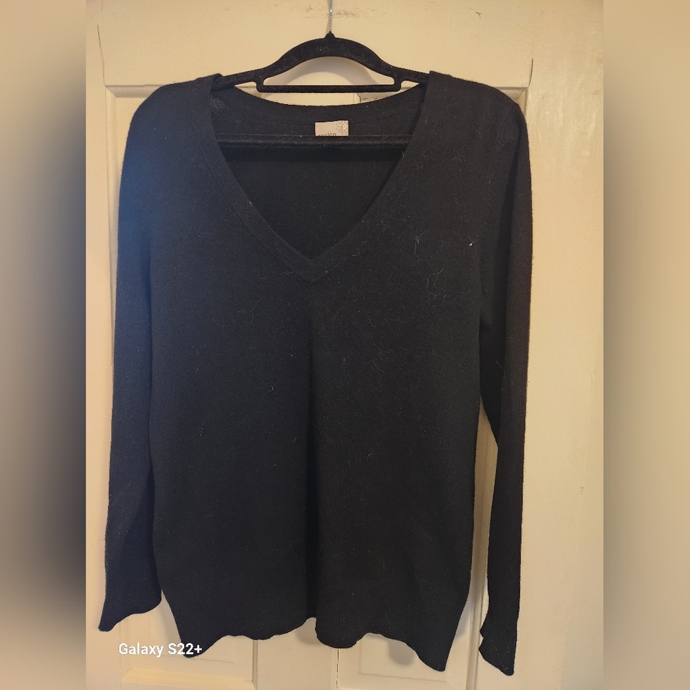 Caslon Elegant Black V-Neck Sweater